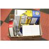 Image 1 : BOX WITH ASSORTED AUTOMOTIVE RELATED ITEMS & MORE