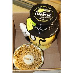 MR PEANUT COOKIE BARREL & VINTAGE PEANUT DISH