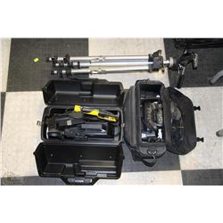 PAIR OF VINTAGE VHS CAMERAS & TRIPODS