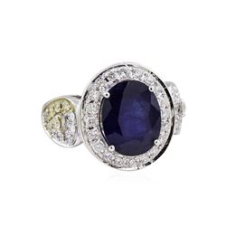 14KT White Gold 4.86ct Sapphire and Diamond Ring