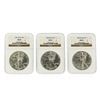 Image 1 : 3 Coin Set 1996-1998 $1 American Silver Eagle Coins NGC MS69
