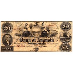 1800s $20 State of Georgia Bank of Augusta Obsolete Currency Note