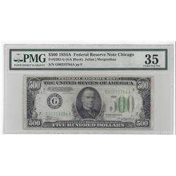 1934A $500 Federal Reserve Bank Note Chicago PMG Graded VF35