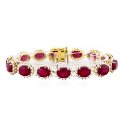 14KT Yellow Gold 34.55ctw Ruby and Diamond Bracelet