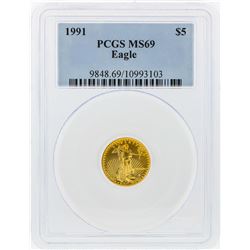 1991 $5 American Gold Eagle Coin PCGS Graded MS69