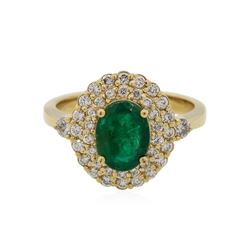 14KT Yellow Gold 1.45ct Emerald and Diamond Ring