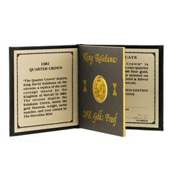 1981 Quarter Crown Hawaiian Mint Gold Proof Coin