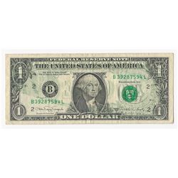 1988A $1 Federal Reserve Note Offset ERROR