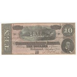 1864 $10 The Confederate States of America Note