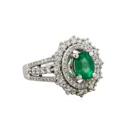 14KT White Gold 0.95ct Emerald and Diamond Ring