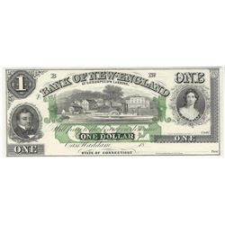 1800s $1 Bank of New-England Obsolete Note