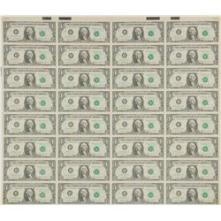 Rare 1981 $1 Uncut Sheet with Mismatch Serial Error