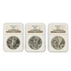 Image 1 : Set of (3) 1986-1988 $1 Silver Eagle Coins NGC Graded MS69