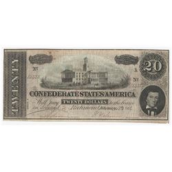 1863 $20 The Confederate States of America Note
