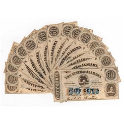 RARE 50 Cents "State of Alabama" Full Cut Sequential Sheet of 15 Notes