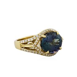 14KT Yellow Gold 6.19ct Tanzanite and Diamond Ring