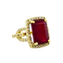 14KT Yellow Gold 12.73ct Ruby and Diamond Ring