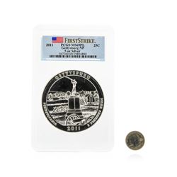 2011 America the Beautiful 5oz Silver Coin Gettysburg PCGS MS69PL