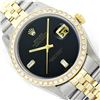 Image 1 : Mens Rolex Two Tone Onyx and Diamond Datejust Wristwatch