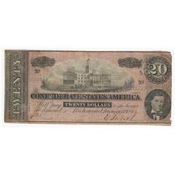 1864 $20 Confederate States of America Note