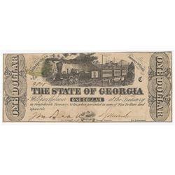 1863 $1 The State of Georgia Obsolete Bank Note