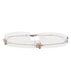 Platinum Flower Bracelet with Ball Chain