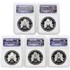 Image 2 : 5 Coin Set 1996-2000 Silver Eagle Coins NGC PF69 Ultra Cameo