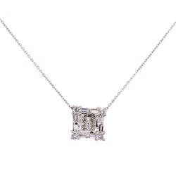 14KT White Gold 0.50ctw Diamond Pendant with Chain