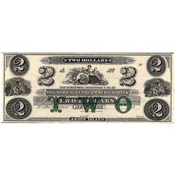 1800s $2 New England Commercial Bank Obsolete Currency Note