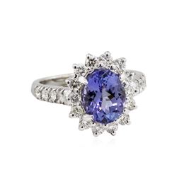 14KT White Gold 2.50ct Tanzanite and Diamond Ring