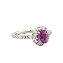 Platinum 1.38ct Rare Pink Sapphire and Diamond Ring GIA Appraised