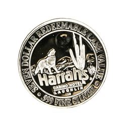 Harrahs Casino Hotel $7 Casino Gaming Token .999 Silver Limited Edition