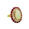Image 1 : 18KT White Gold 5.27ct Opal, Ruby and Diamond Ring