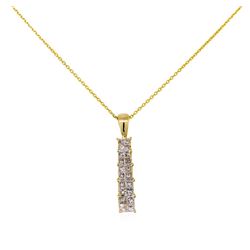 14KT Yellow Gold 0.50ctw Diamond Bar Pendant with Chain
