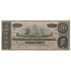 1863 $20 The Confederate States of America Note