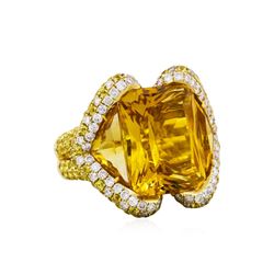 14KT Yellow Gold 34.70ctw Citrine and Diamond Ring