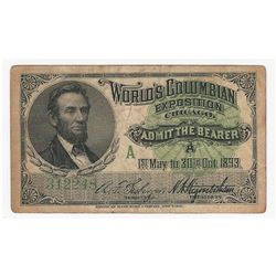 1893 World's Columbian Exposition Chicago Ticket
