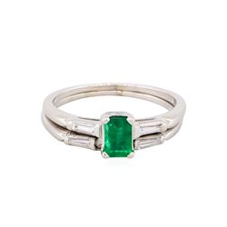 14KT White Gold .50ct Emerald and Diamond Wedding Ring Set