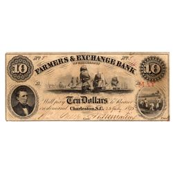 1853 $10 The Farmers & Exchange Bank Obsolete Note