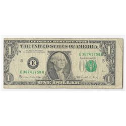 1988 $1 Federal Reserve Note Misalignment ERROR