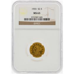 1903 $2 1/2 Liberty Head Quarter Eagle Gold Coin NGC MS63