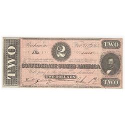 1864 $2 Confederate States of America Note