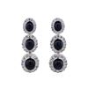 Image 1 : 14KT White Gold 20.64ctw Star Sapphire and Diamond Dangle Earrings