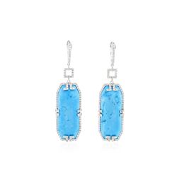 14KT White Gold Turquoise and Diamond Earrings