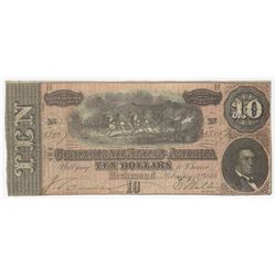 1864 $10 The Confederate States of America Note