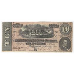1864 $10 The Confederate States of America Note
