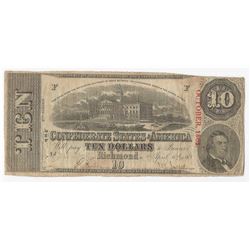 1863 $10 The Confederate States of America Note