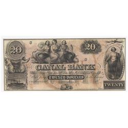1800s $20 Canal Bank of New Orleans Obsolete Bank Note