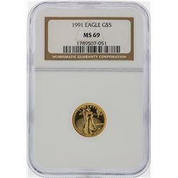 1991 $5 American Gold Eagle Coin NGC MS69