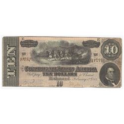 1864 $10 Confederate States of America Note